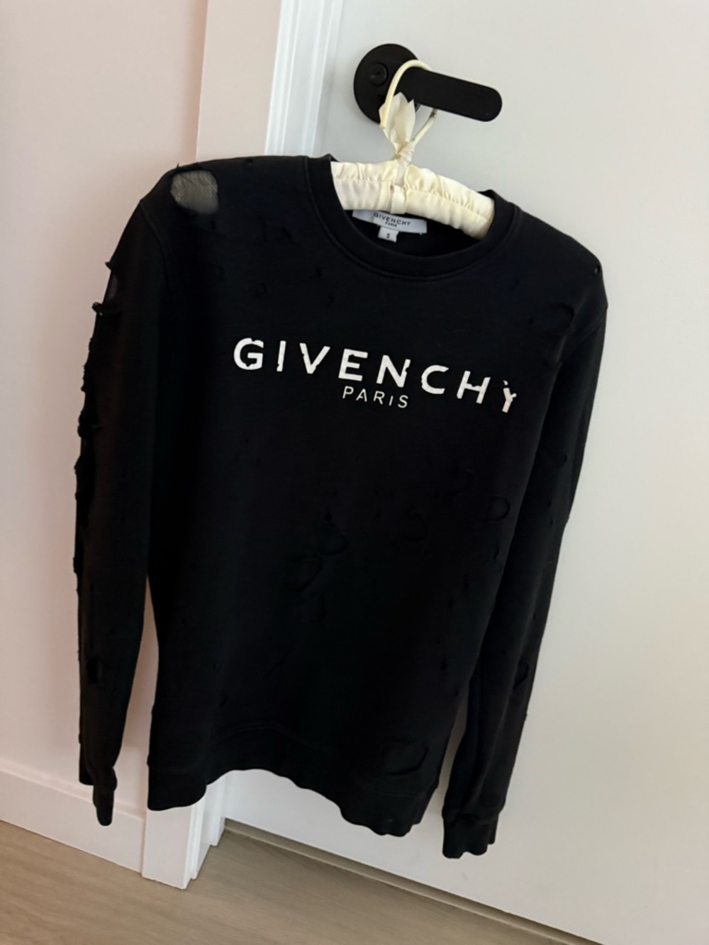 Givenchy Black Crewneck Tee with Branded Neck Label